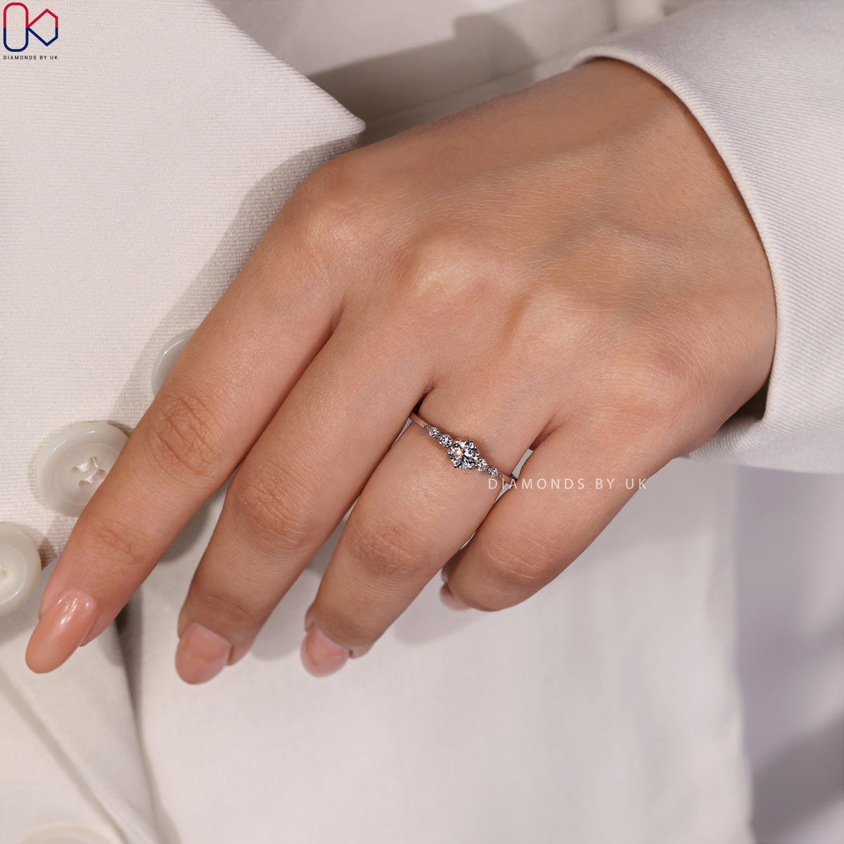 5 Stone Engagement Ring - Round Diamond