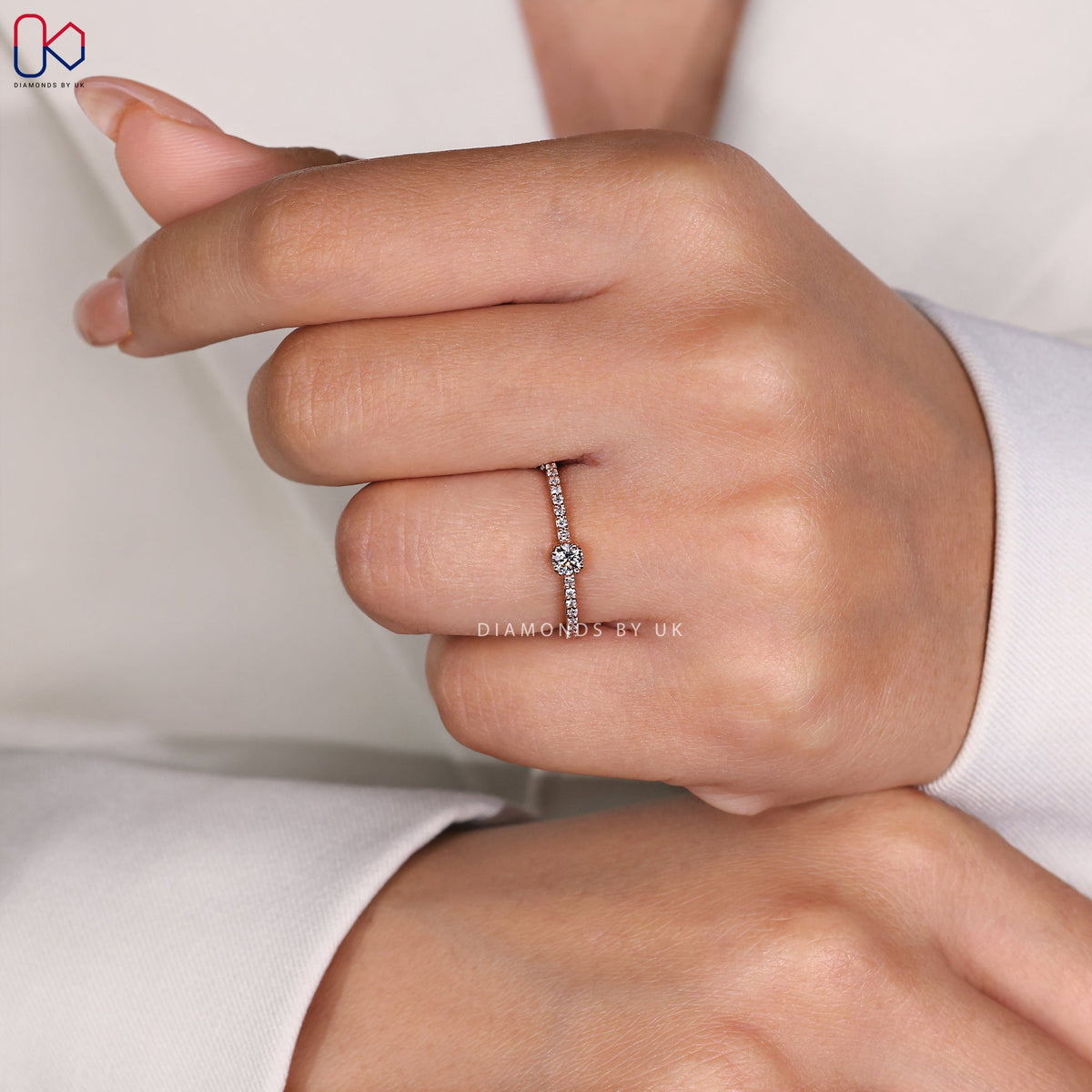 Round Cut Pave Diamond Ring