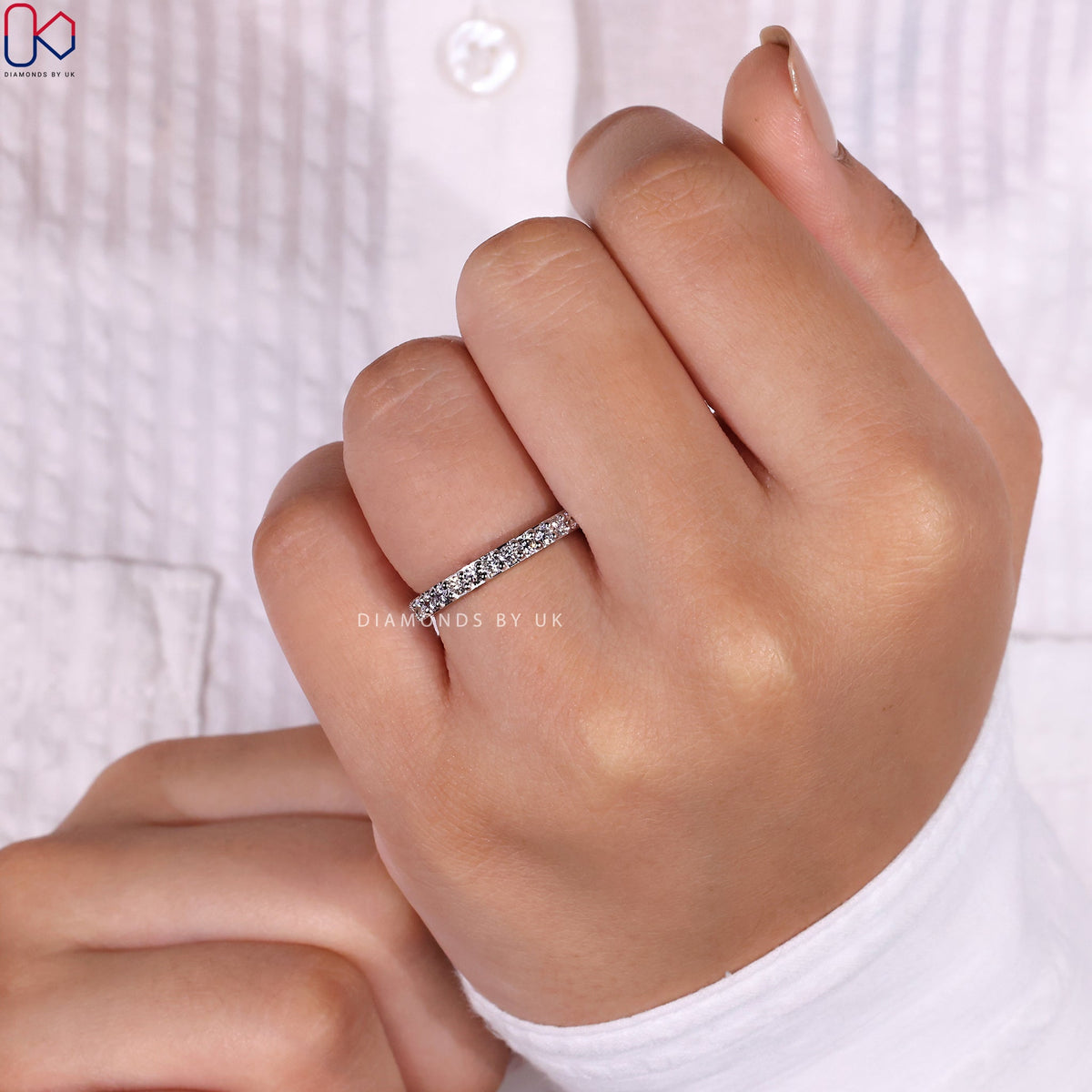 Round Diamond Half Eternity Band