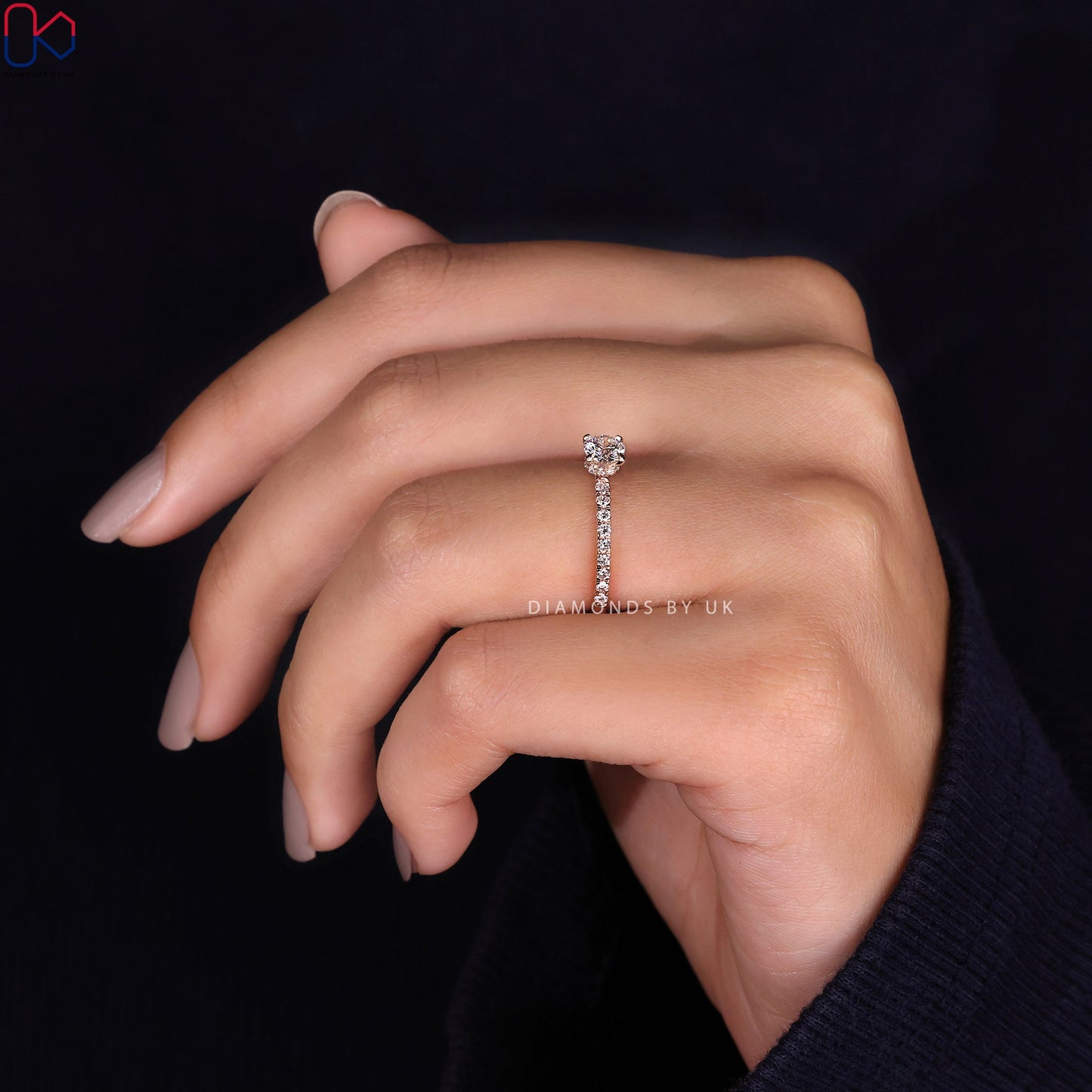 Round Cut Diamond Hidden Halo Ring