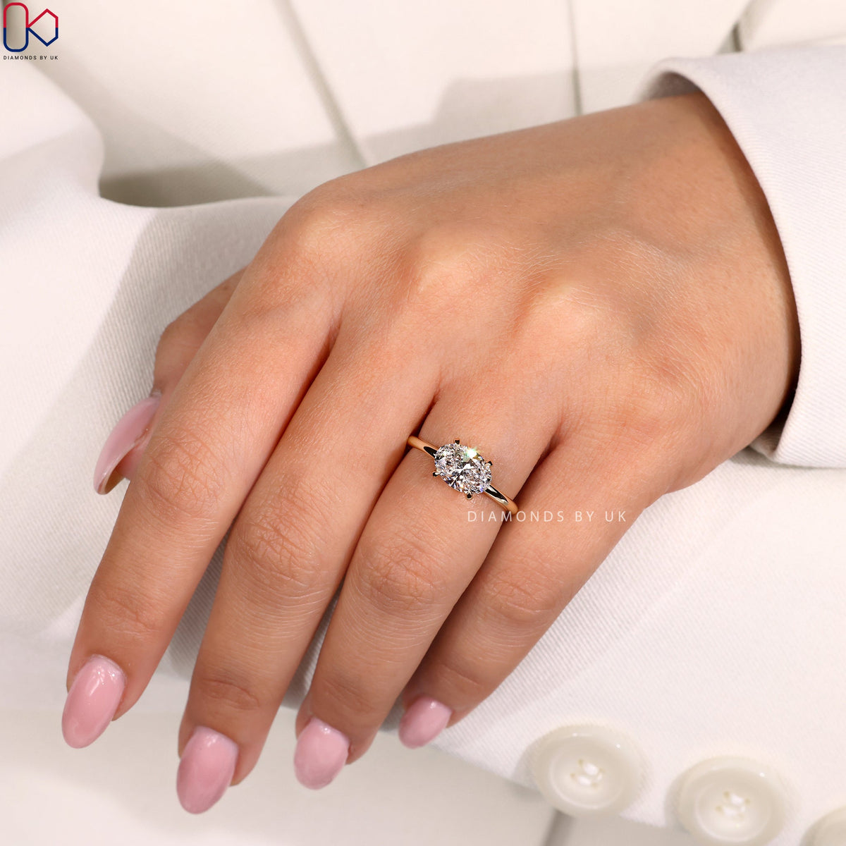 East West Engagement Ring - Oval Diamond