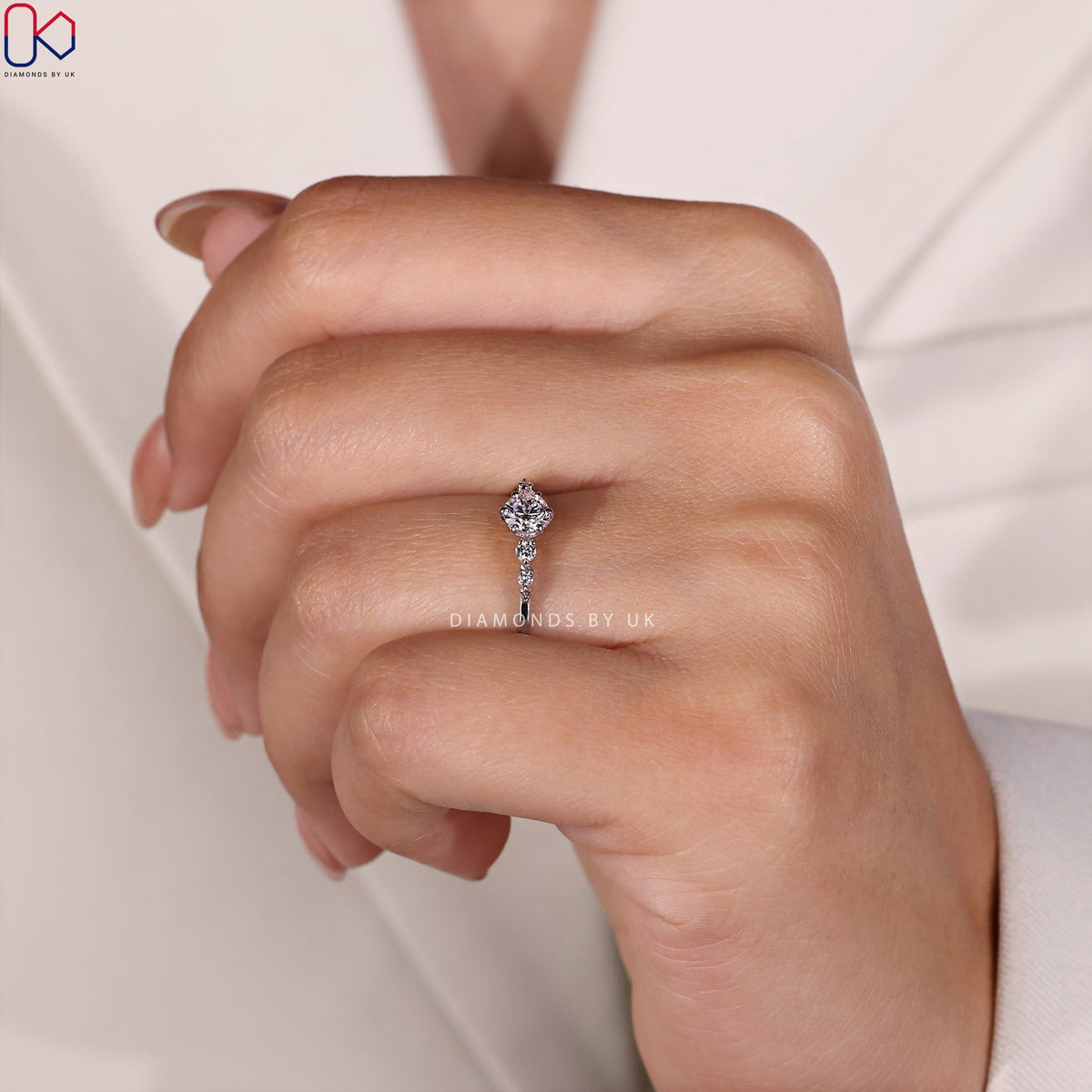 5 Stone Engagement Ring - Round Diamond