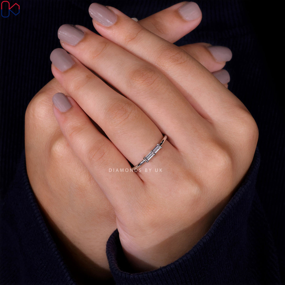 Baguette Diamond Wedding Band - White Gold