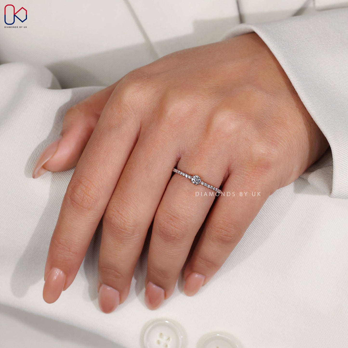 Round Cut Pave Diamond Ring