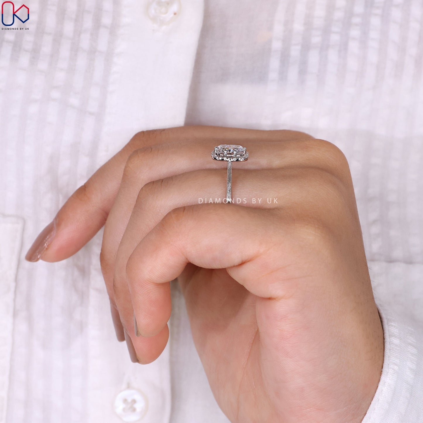 Radiant Cut Diamond Ring With Milgrain Setting