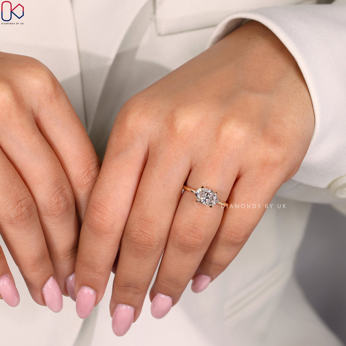 East West Engagement Ring - Oval Diamond