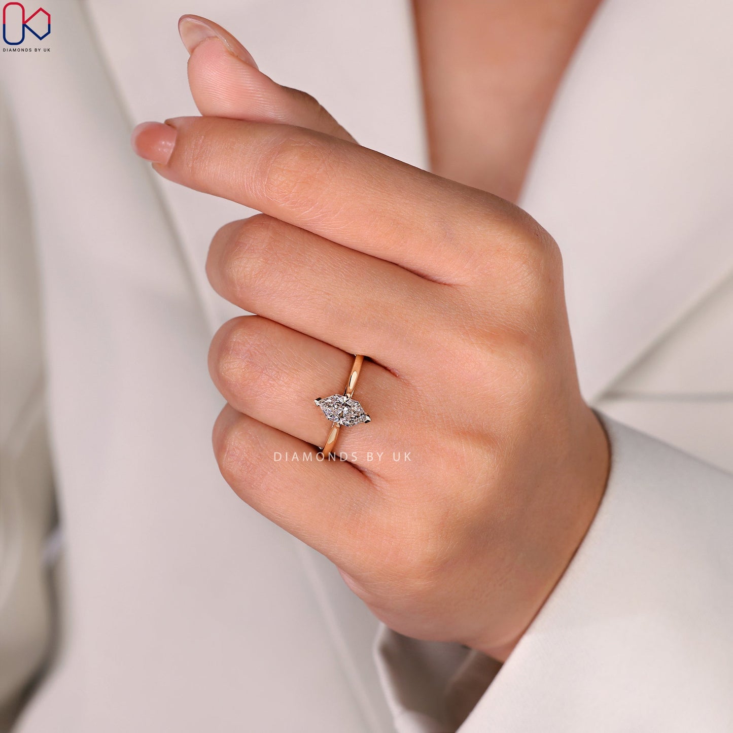 Dutch Marquise Engagement Ring - Pinched Shank Solitaire