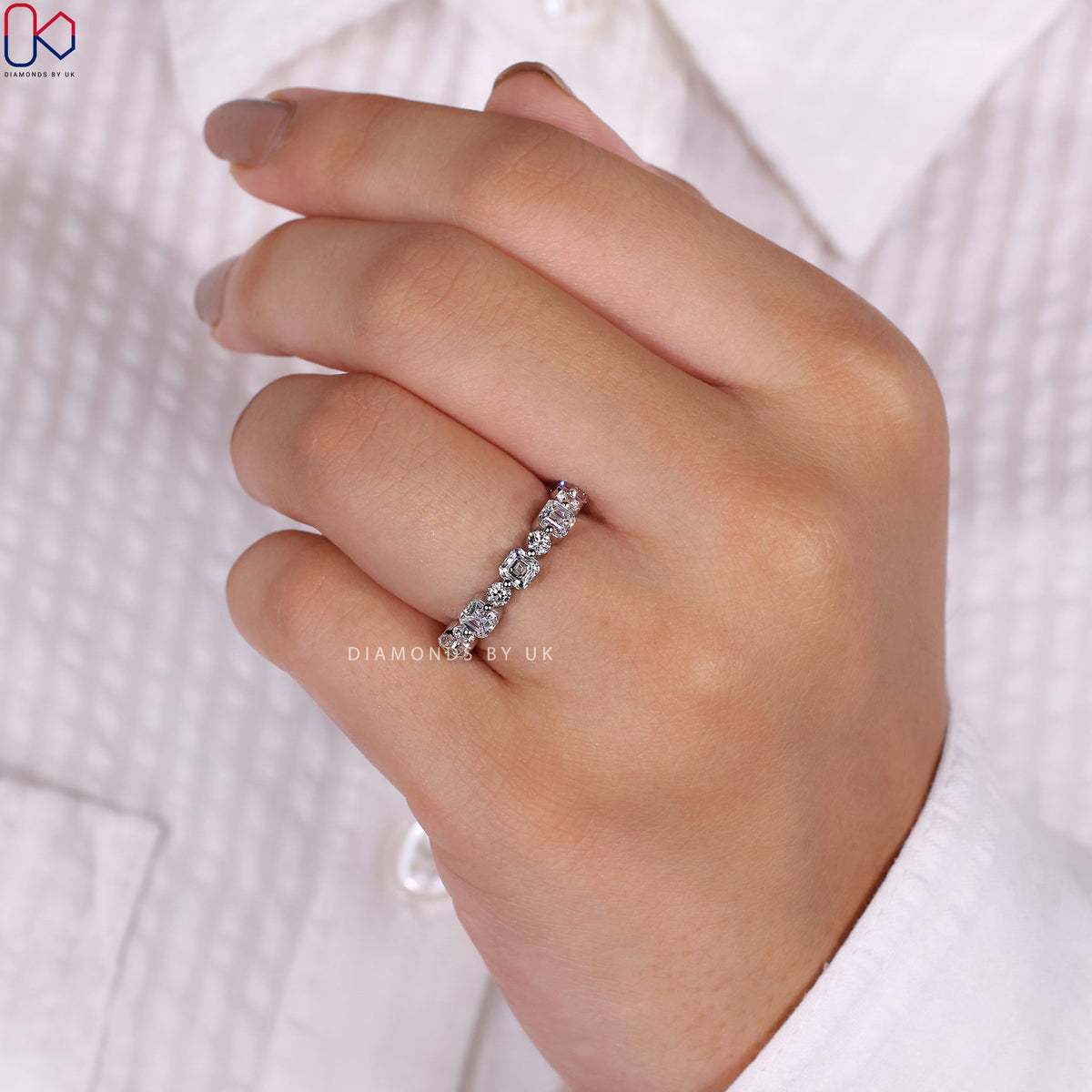 Asscher Cut Wedding Band