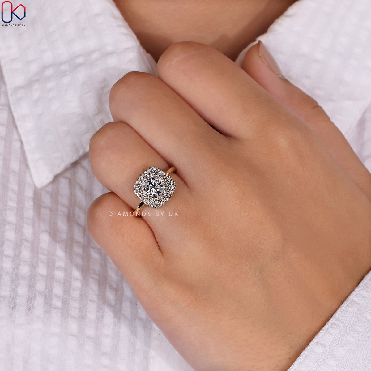 Round Diamond Double Halo Engagement Ring