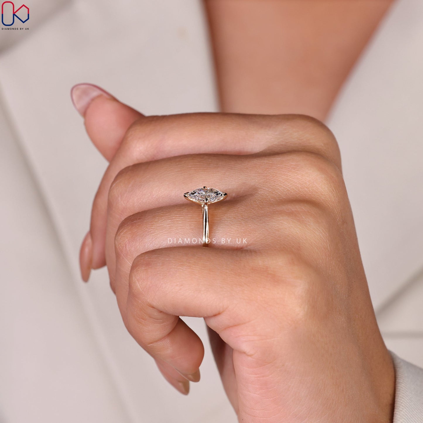 Dutch Marquise Engagement Ring - Pinched Shank Solitaire
