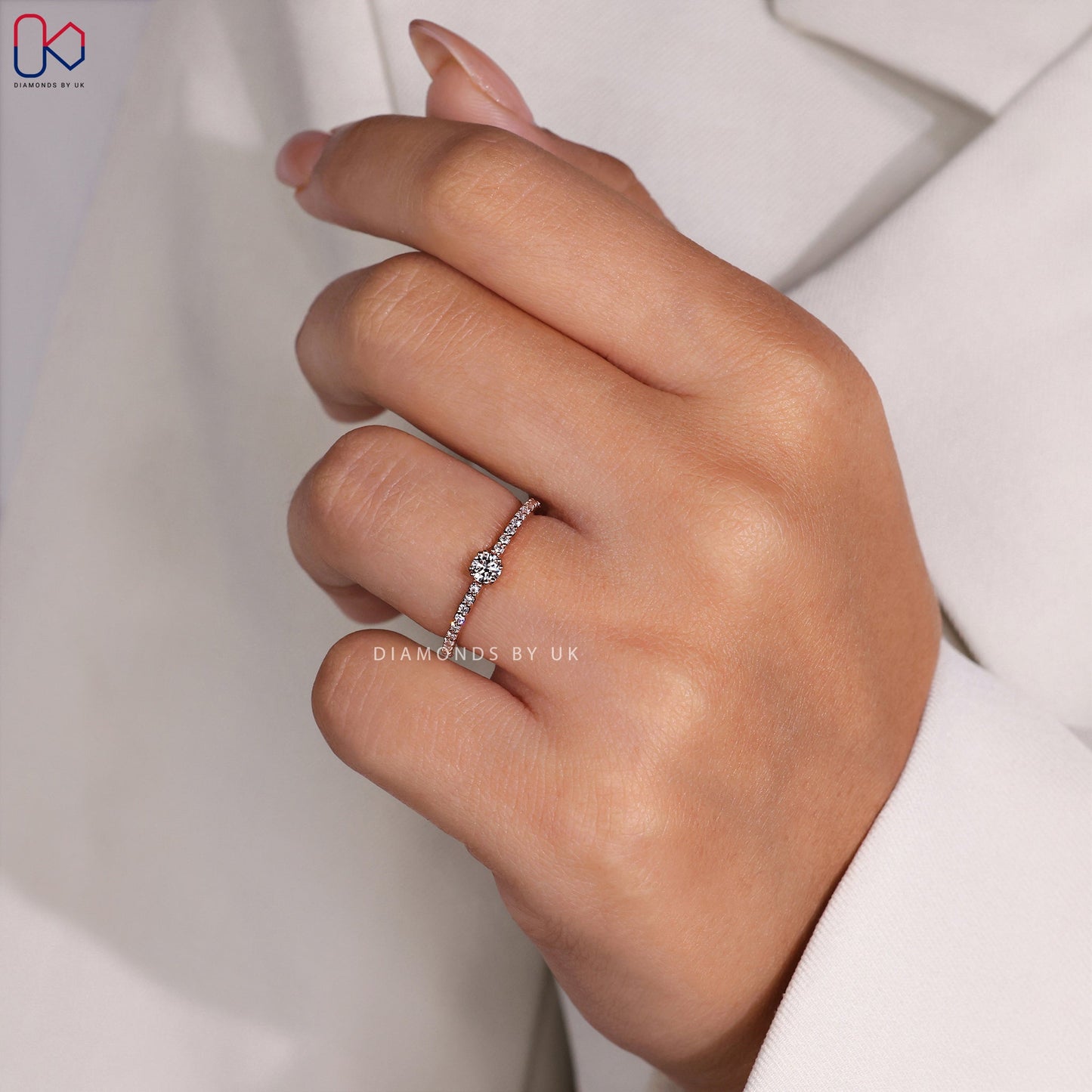 Round Cut Pave Diamond Ring