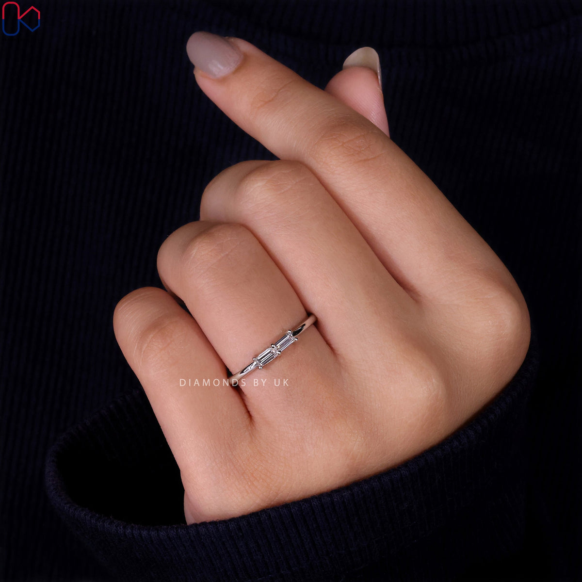 Baguette Diamond Wedding Band - White Gold