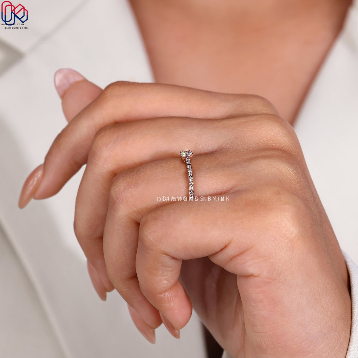 Round Cut Pave Diamond Ring