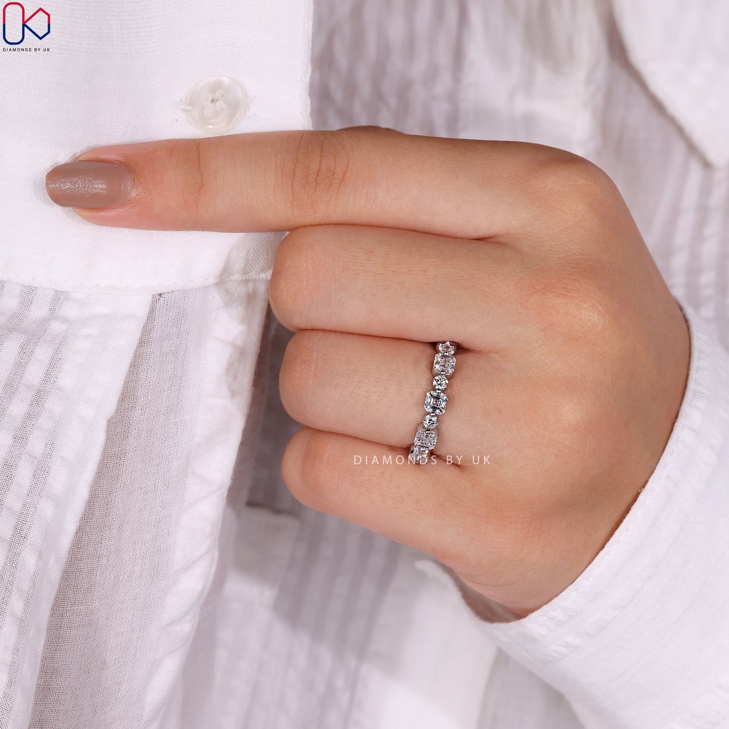 Asscher Cut Wedding Band