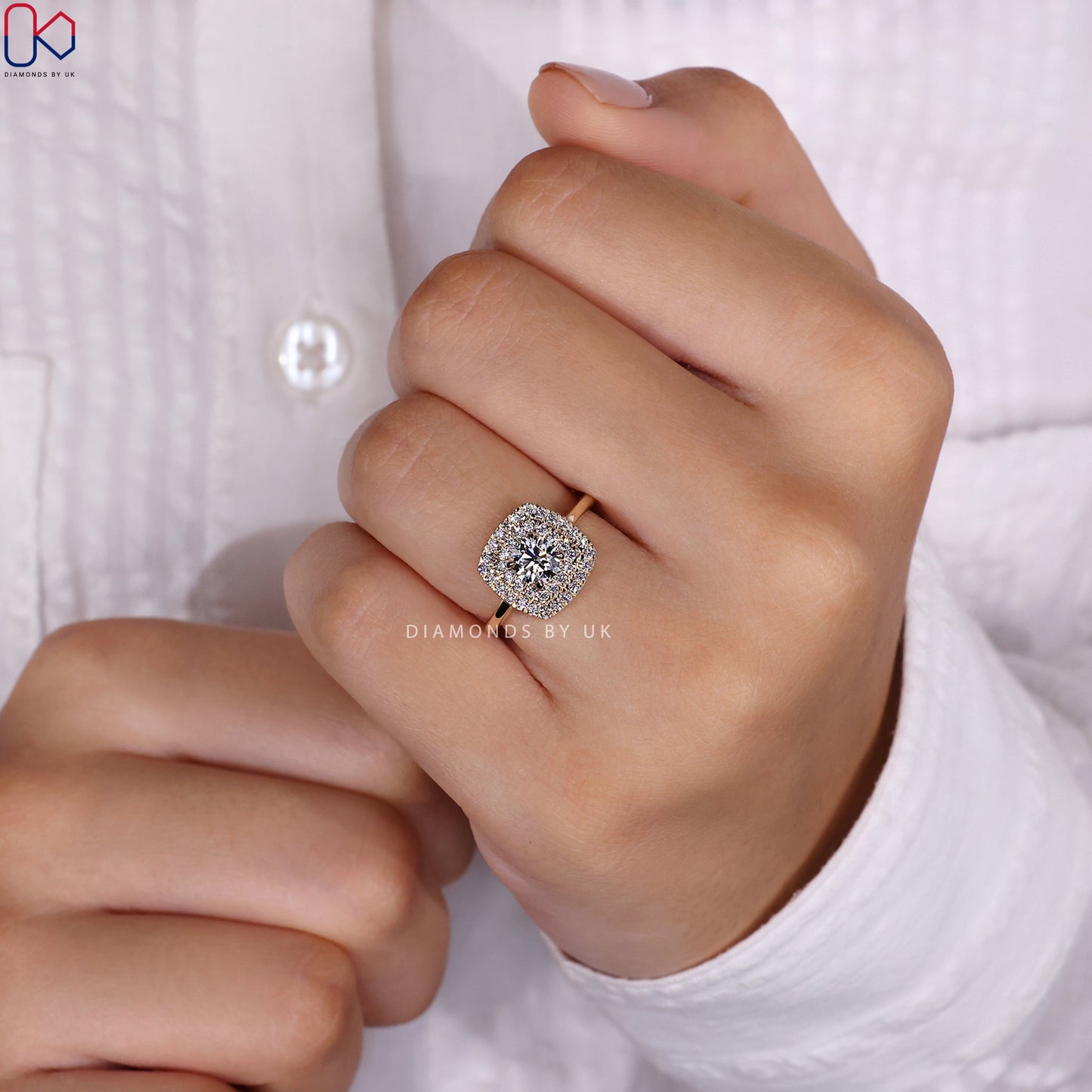 Round Diamond Double Halo Engagement Ring