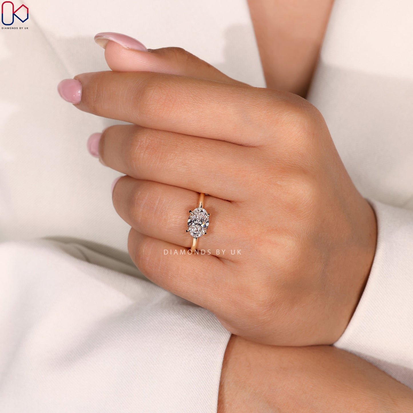 East West Engagement Ring - Oval Diamond