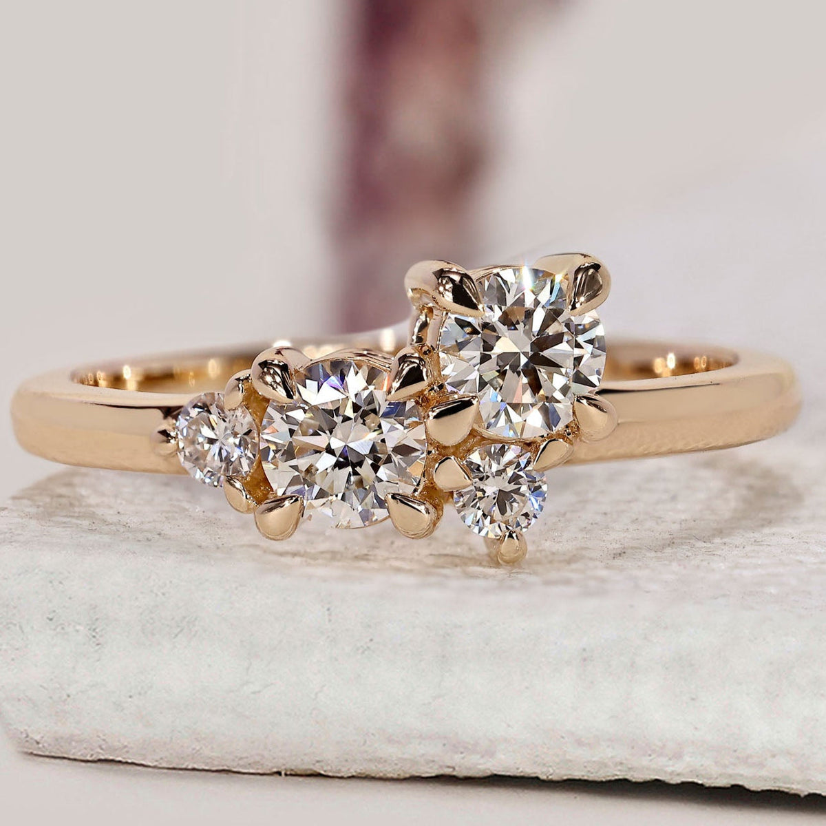 Round Diamond Gold Cluster Ring