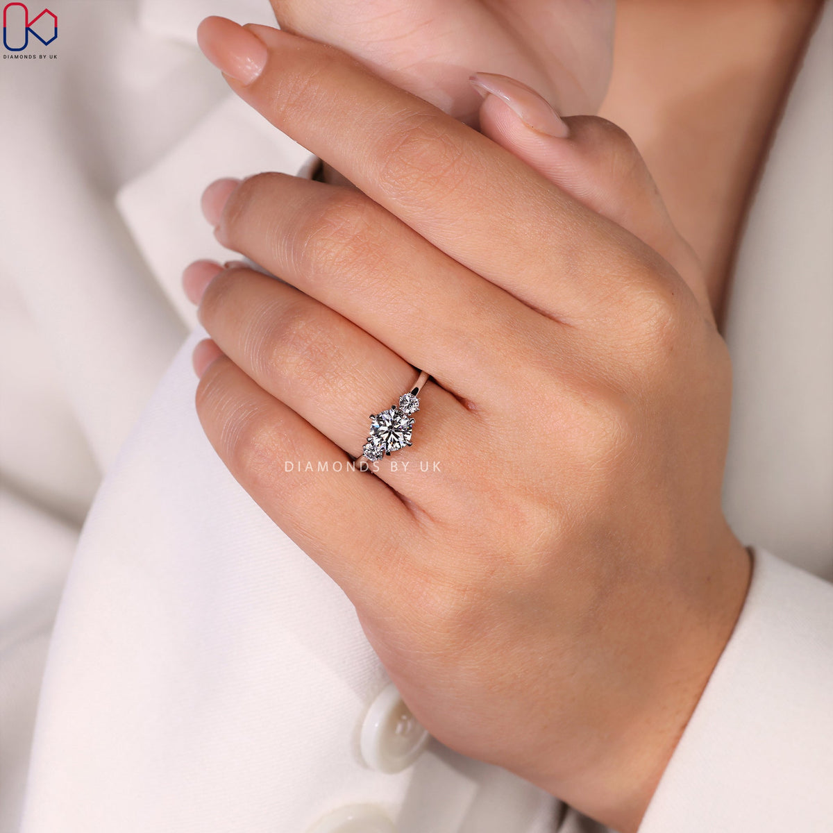 Three Stone Diamond Ring - Round Cut Diamond