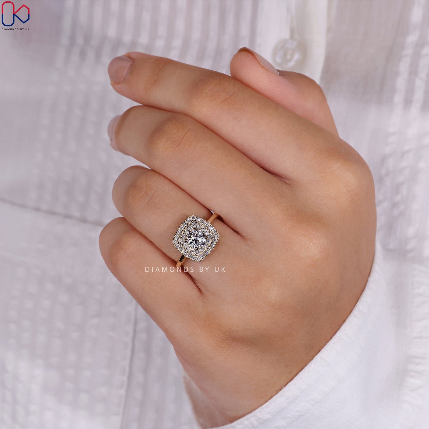 Round Diamond Double Halo Engagement Ring