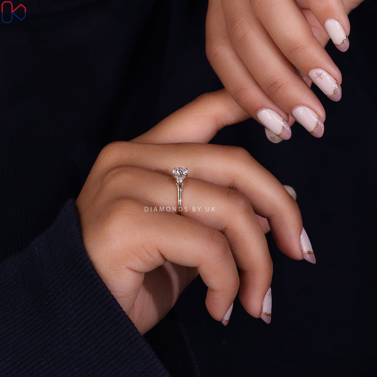 Round Cut Diamond 3 Stone Engagement Ring