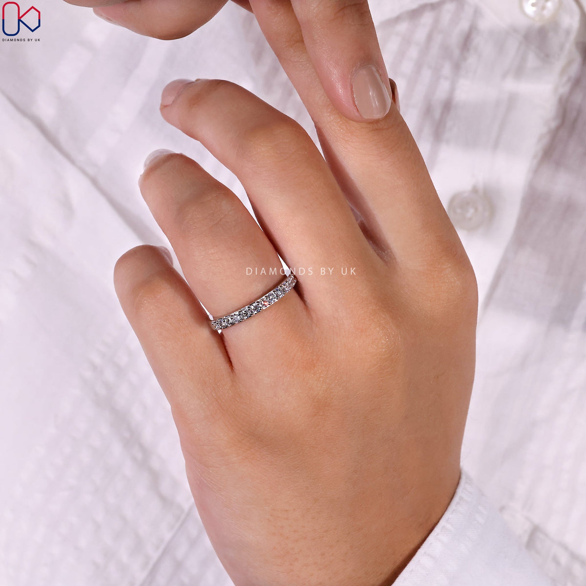 Round Diamond Half Eternity Band