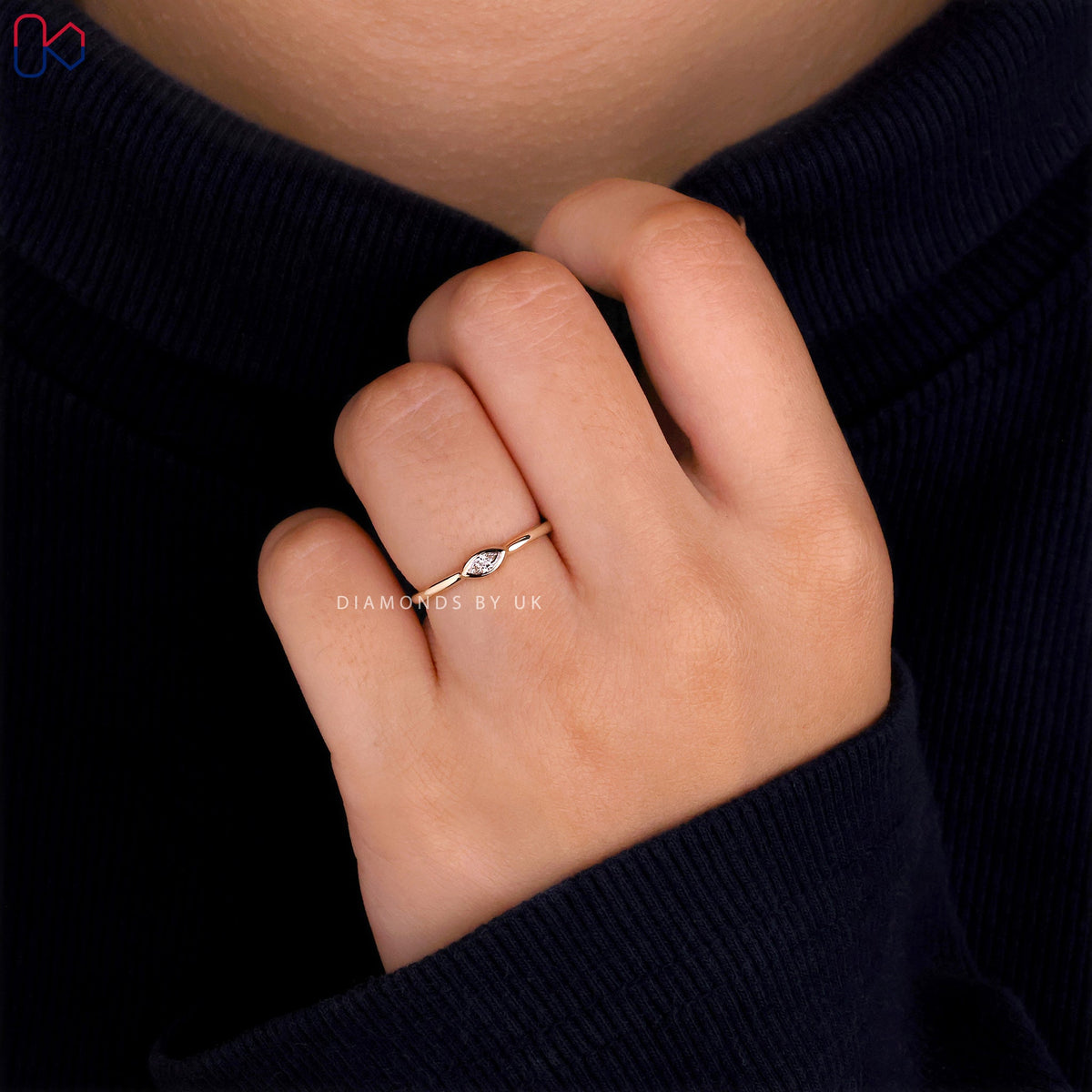 Marquise Diamond Engagement Ring - Bezel Setting