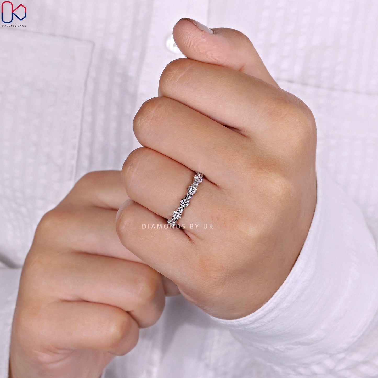 White Gold Diamond Band - Round Cut Diamond
