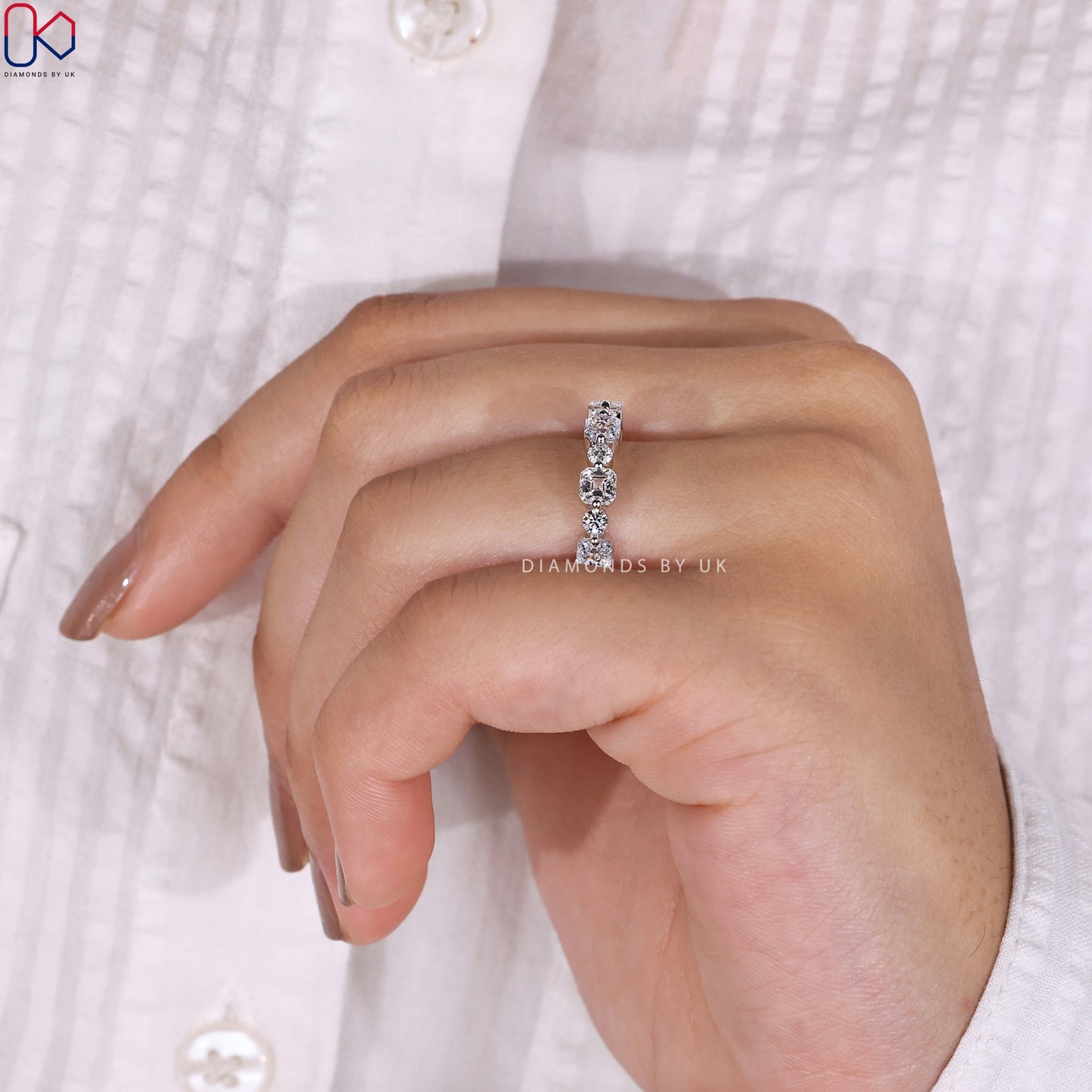 Asscher Cut Wedding Band
