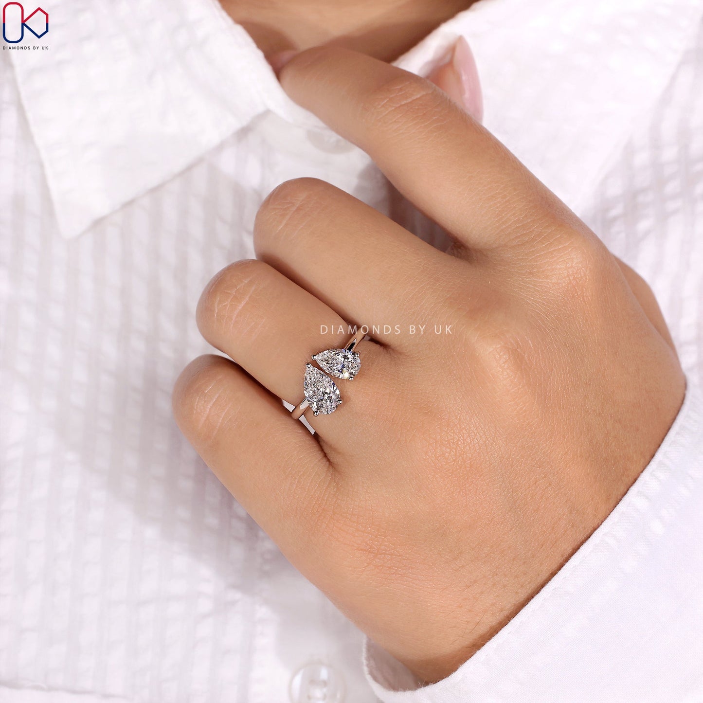 Toi et Moi Engagement Ring - Pear Diamond
