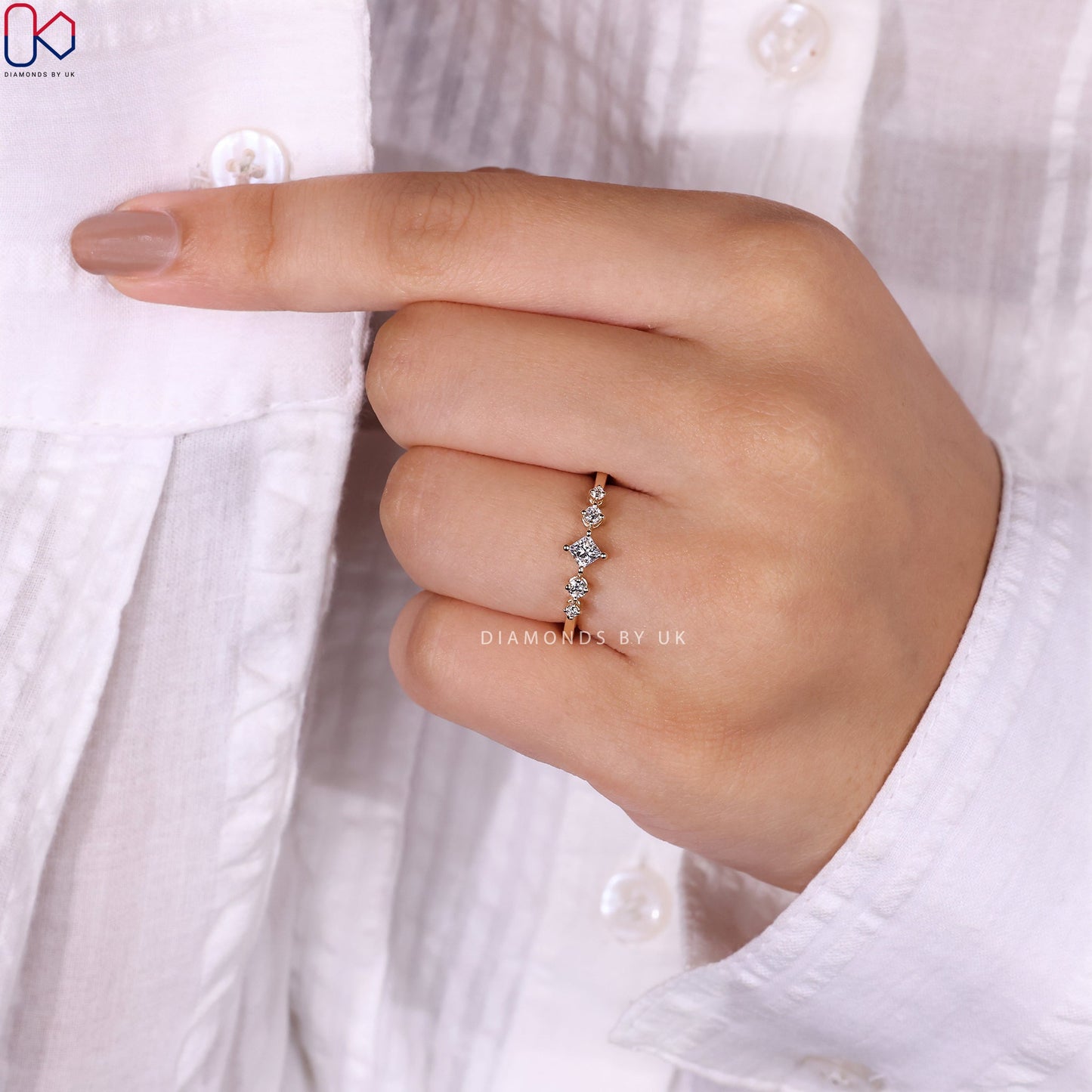 5 Stone Diamond Ring In Yellow Gold