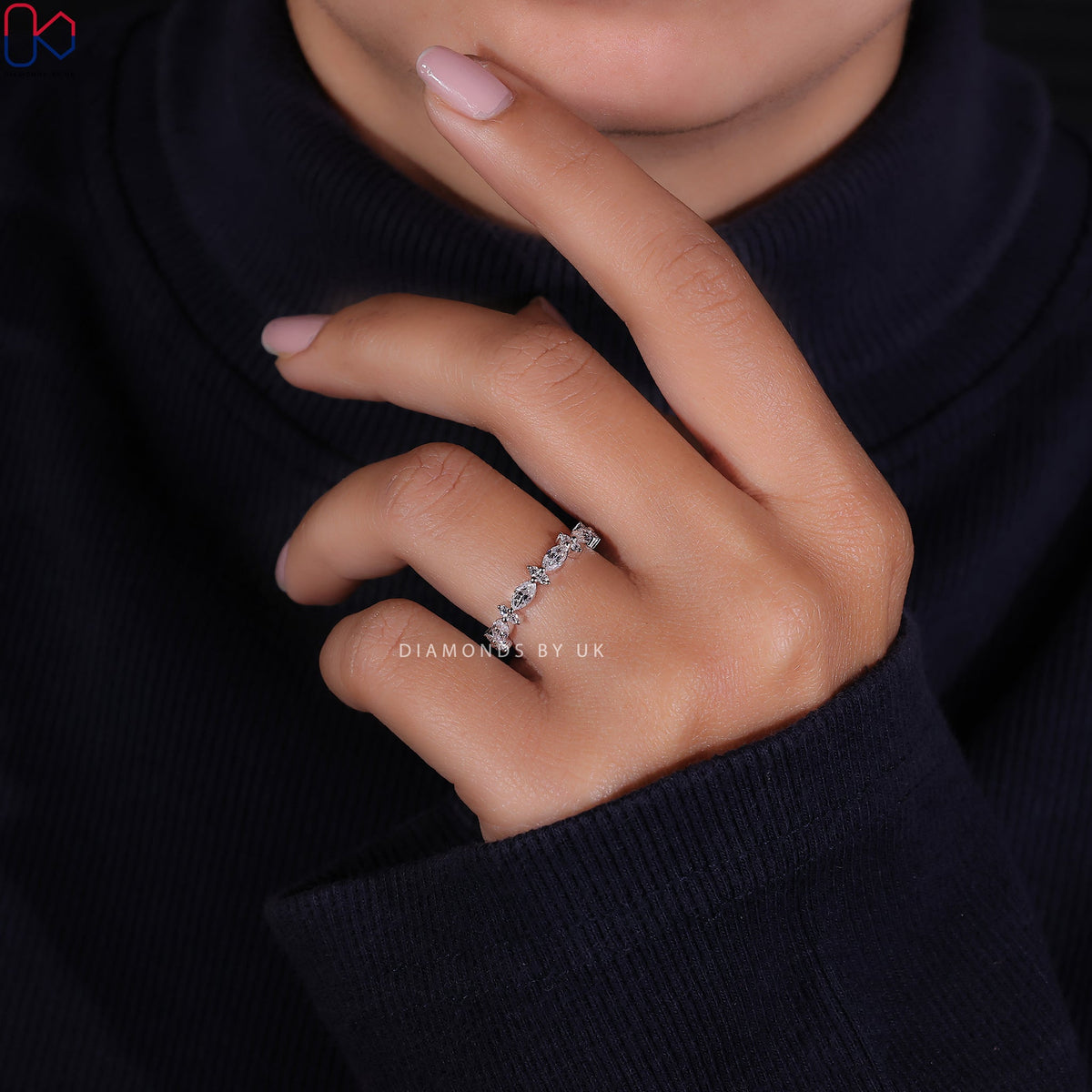 Half Eternity Wedding Band – White Gold