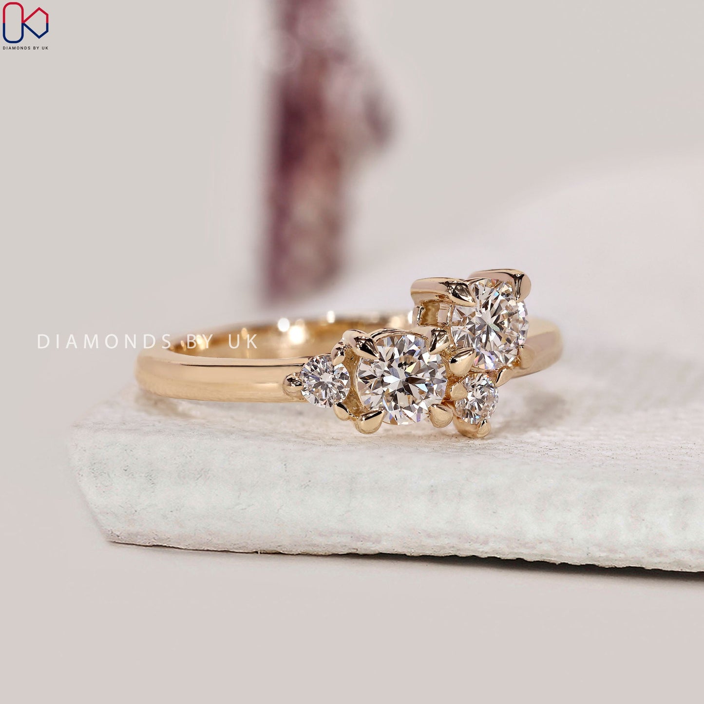 Round Diamond Gold Cluster Ring