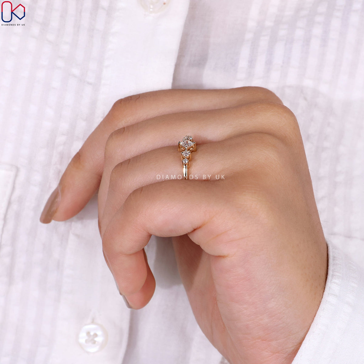 5 Stone Diamond Ring In Yellow Gold