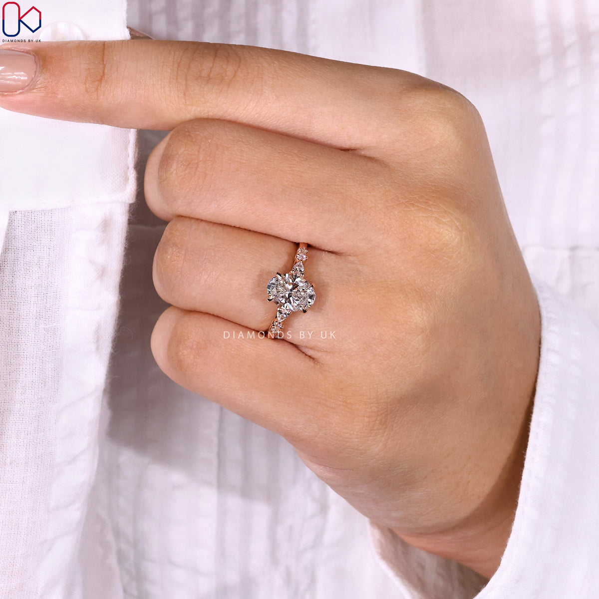7 Stone Diamond Ring With Oval Cut