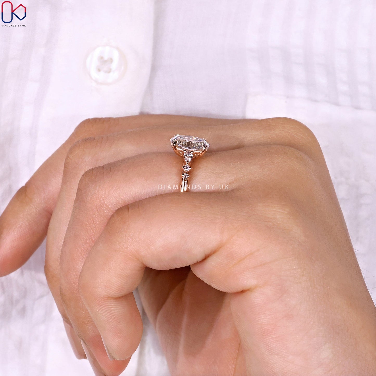 7 Stone Diamond Ring With Oval Cut