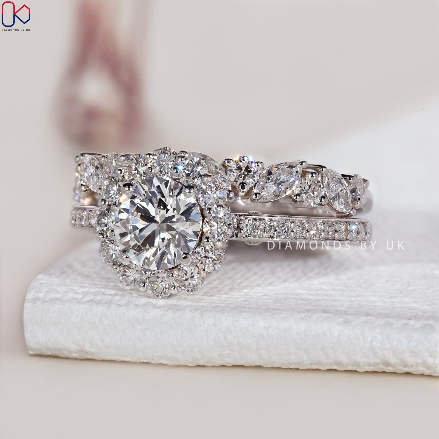 White Gold Engagement Ring With Wedding Band