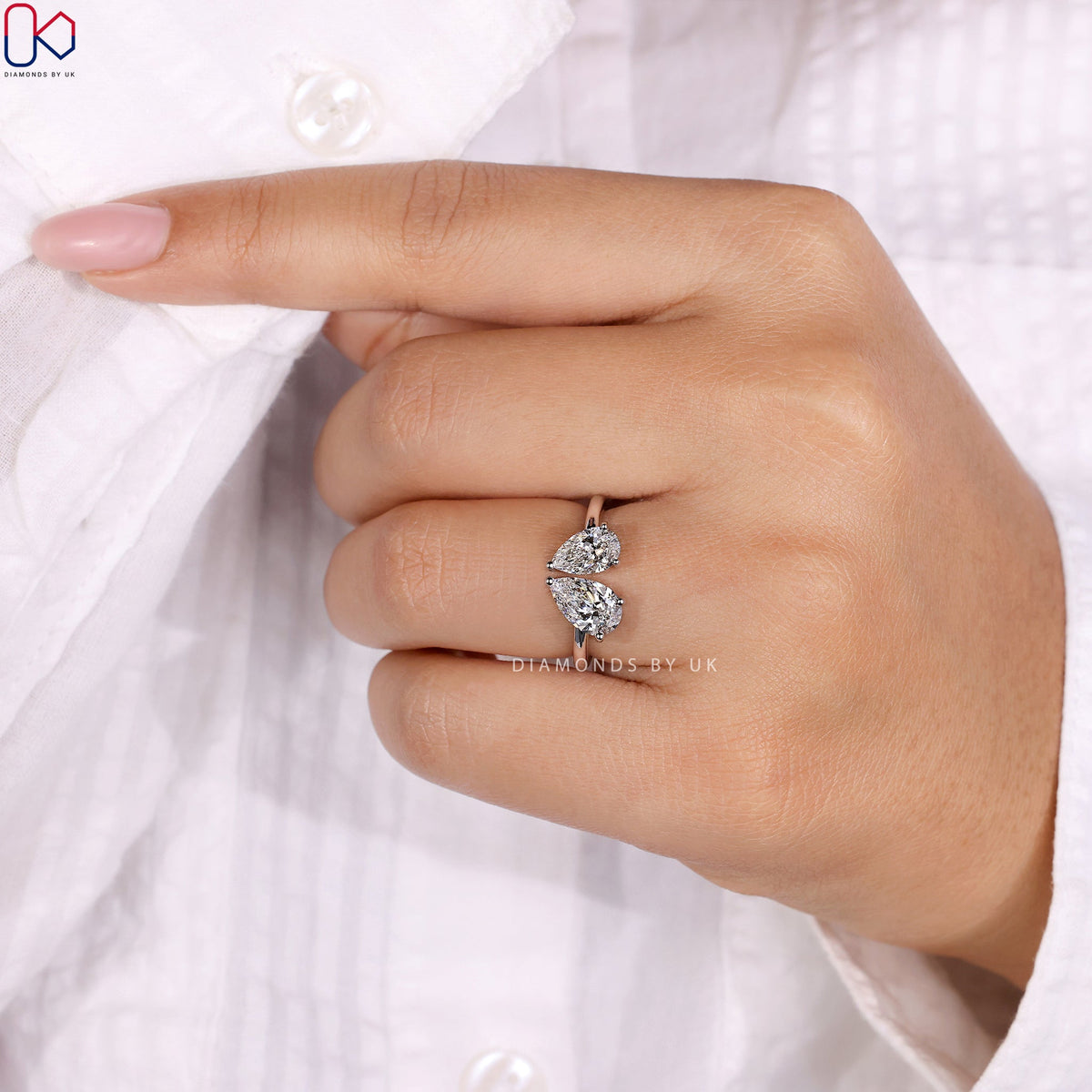Toi et Moi Engagement Ring - Pear Diamond