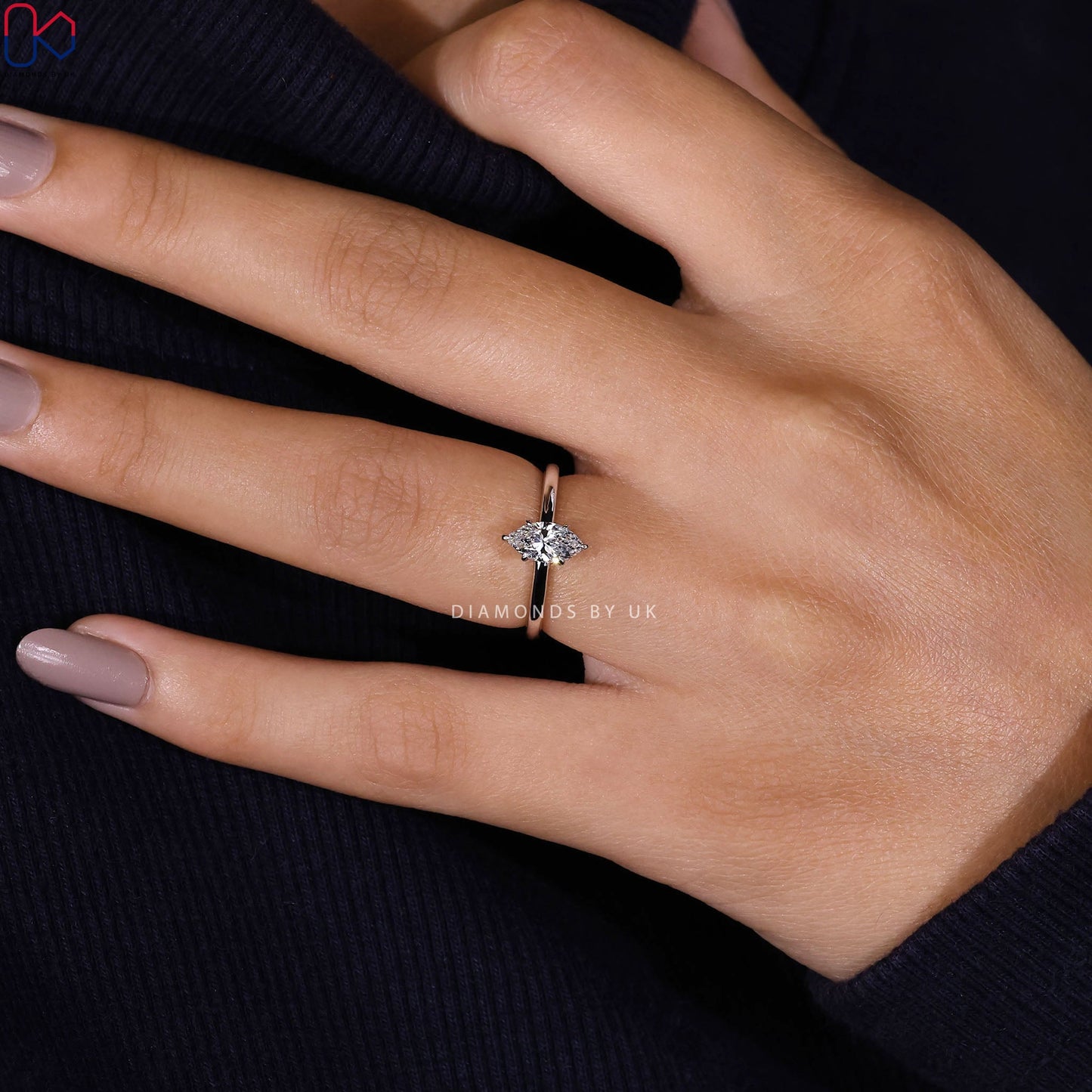 Solitaire Style Marquise Cut Engagement Ring