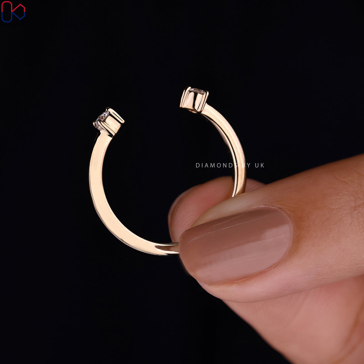 Open Wedding Band - Round Diamonds