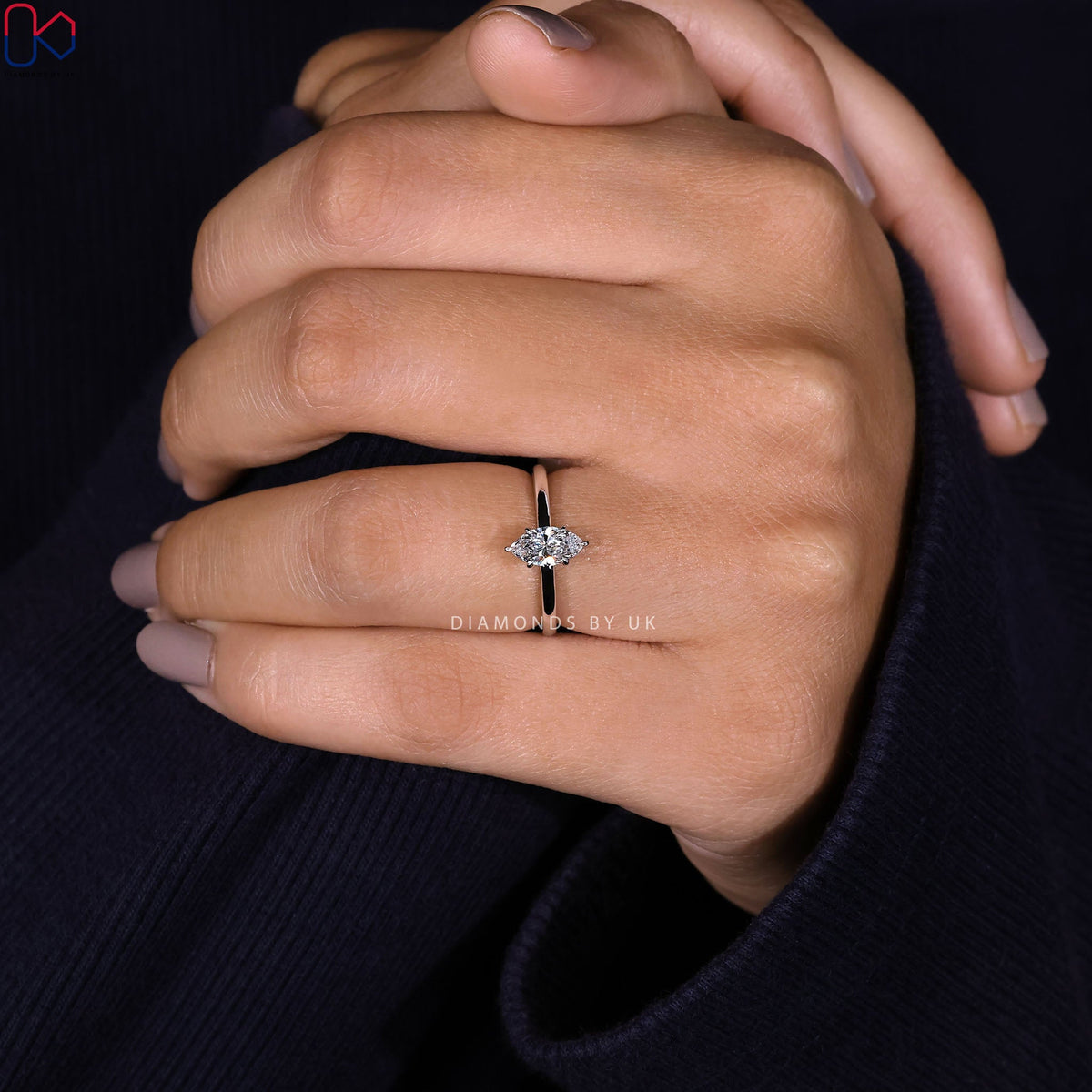 Solitaire Style Marquise Cut Engagement Ring