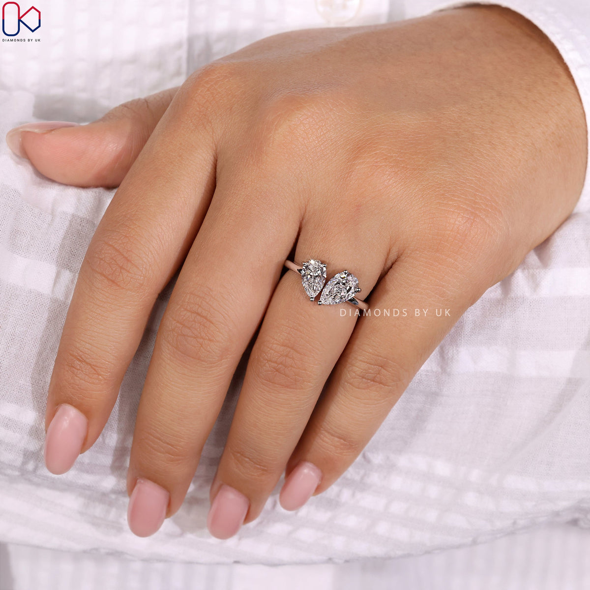 Toi et Moi Engagement Ring - Pear Diamond
