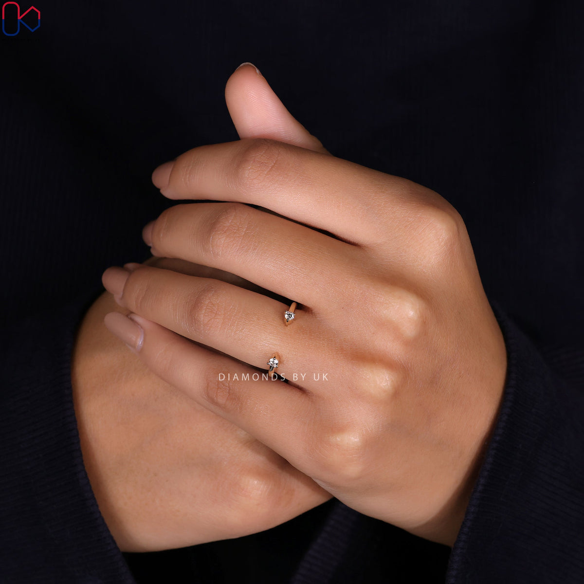 Open Wedding Band - Round Diamonds