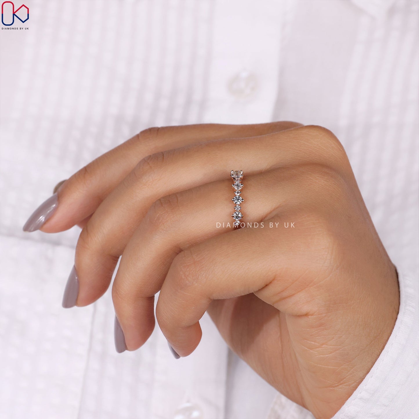 Rose Gold Wedding Band - Half Eternity