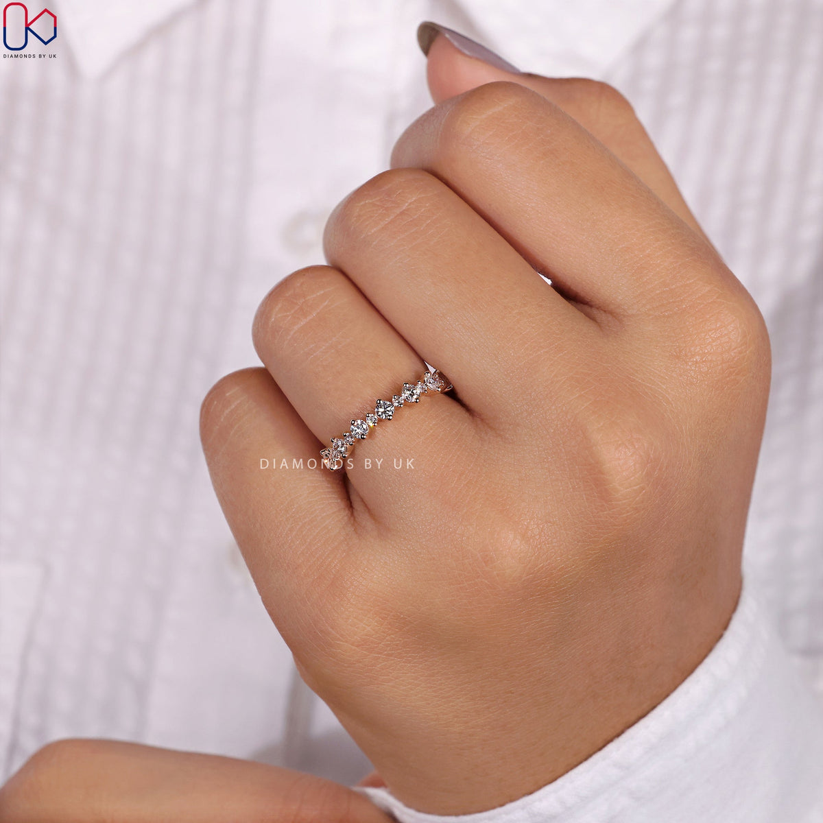 Rose Gold Wedding Band - Half Eternity