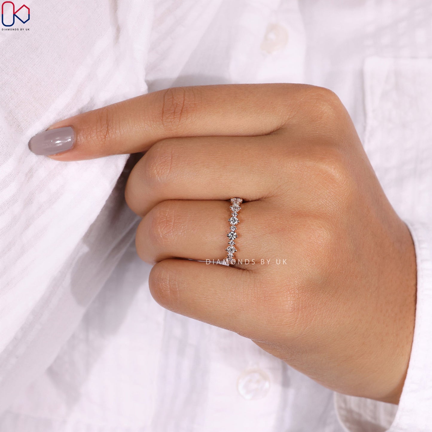 Rose Gold Wedding Band - Half Eternity