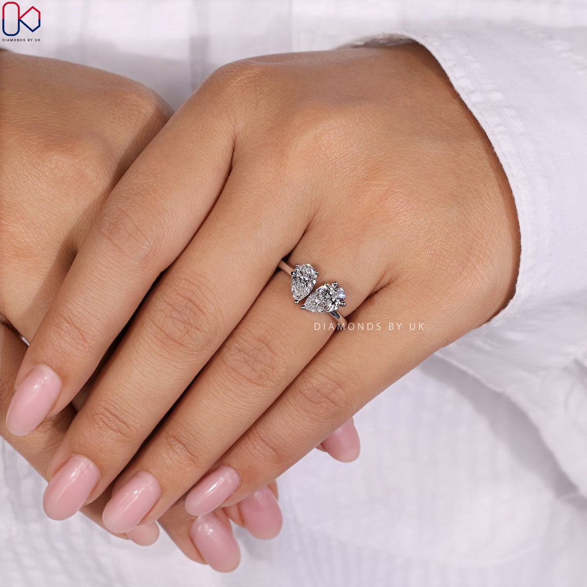 Toi et Moi Engagement Ring - Pear Diamond