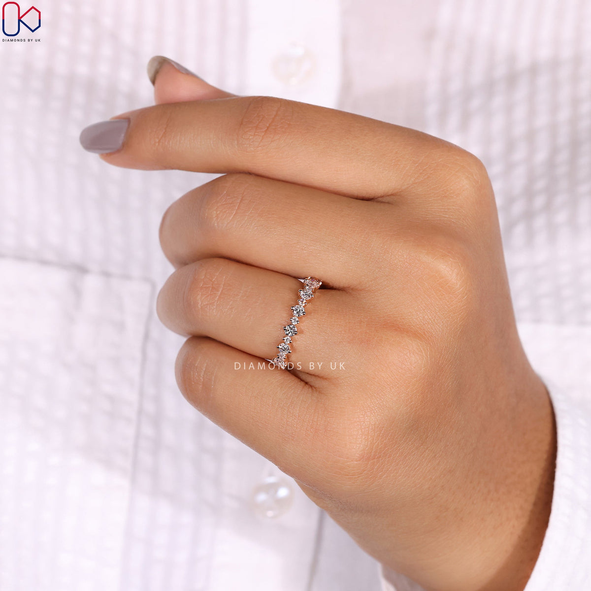 Rose Gold Wedding Band - Half Eternity