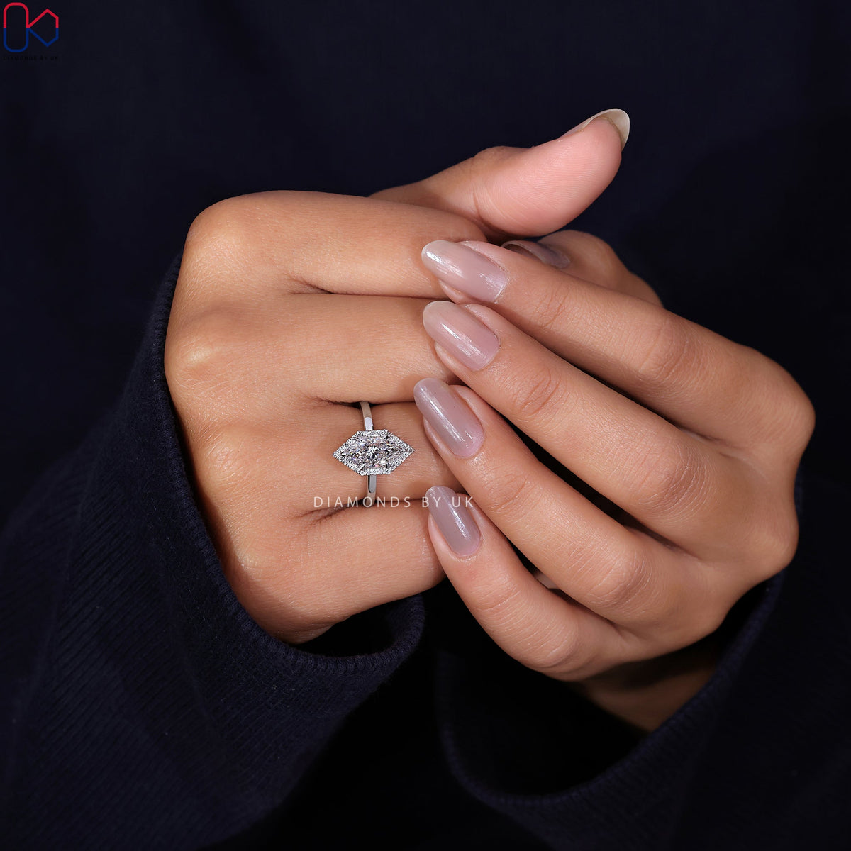 Dutch Marquise Engagement Ring – Halo Setting