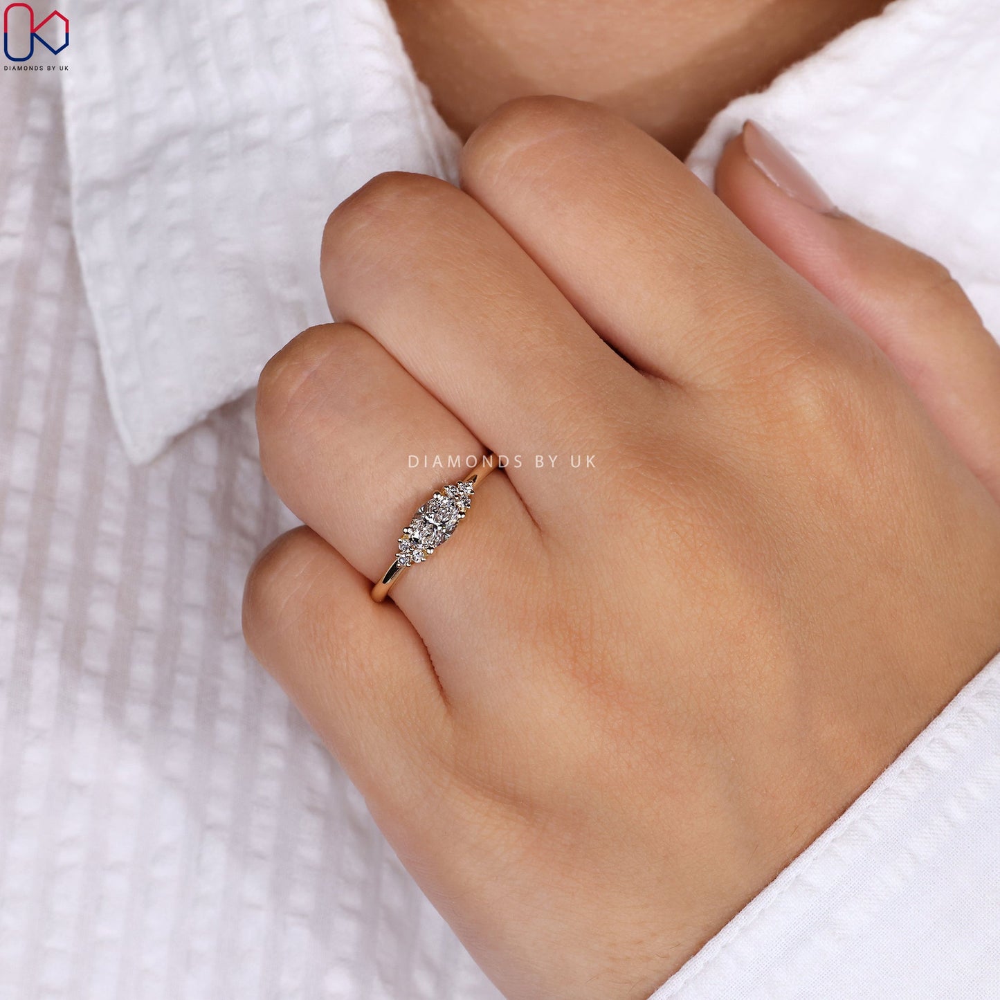 Oval Shaped Diamond Ring - East West Setting