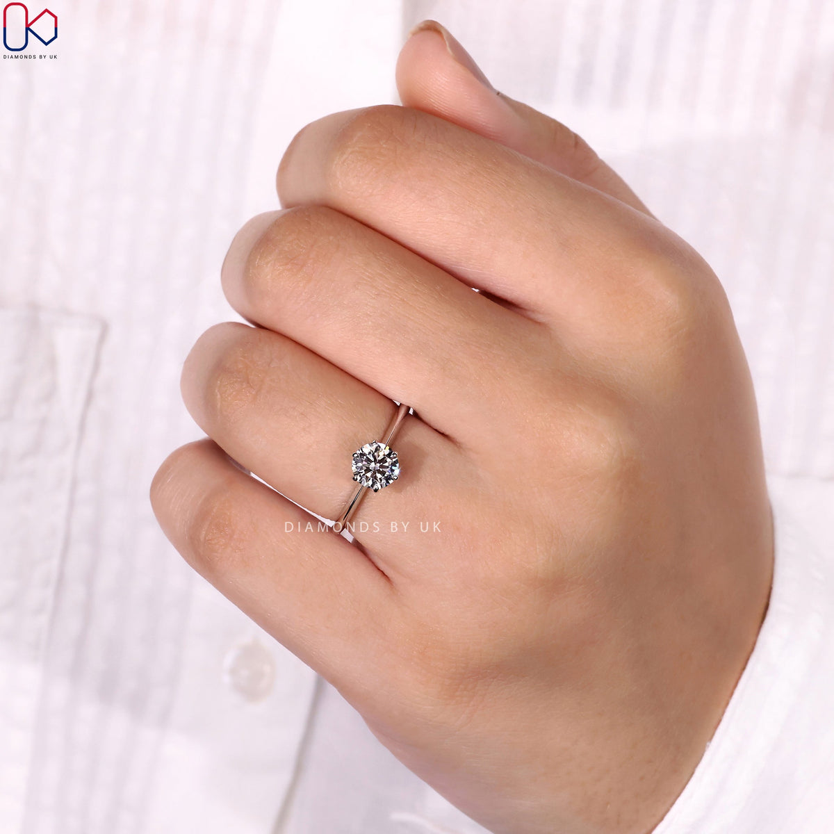 Round Brilliant Solitaire Diamond Ring In White Gold